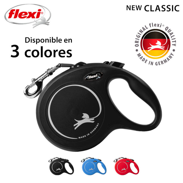 Flexi New Classic Correa Extensible Negra para perros thumbnail