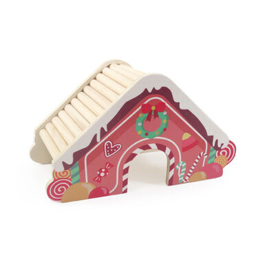 Rosewood Wooden Christmas Gingerbread House Caseta de Madera para roedores