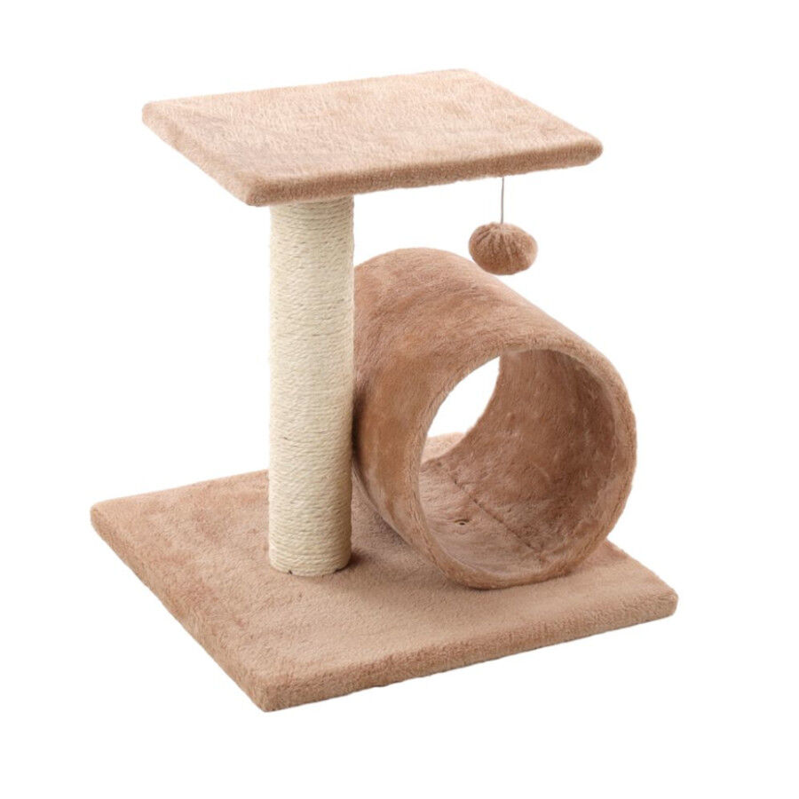 TK-Pet Toulouse Rascador con T&uacute;nel Beige para gatos, , large Imagen numero 1