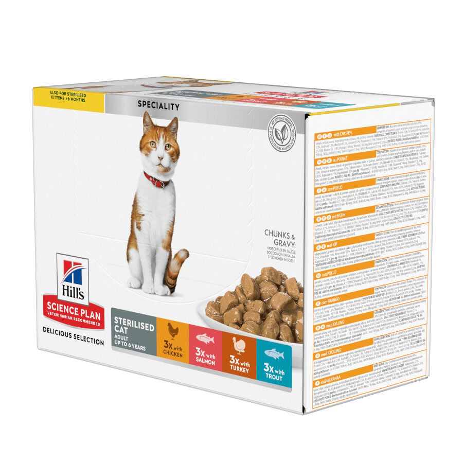 12 sobres x 85 g Hill's Science Plan Sterilised Carne y Pescado sobre para gatos , , large Imagen numero 1