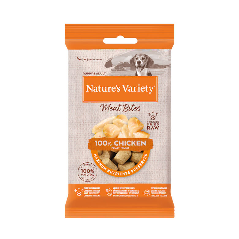 Nature&#039;s Variety Bocaditos Meat Bites Pollo Liofilizado para perros