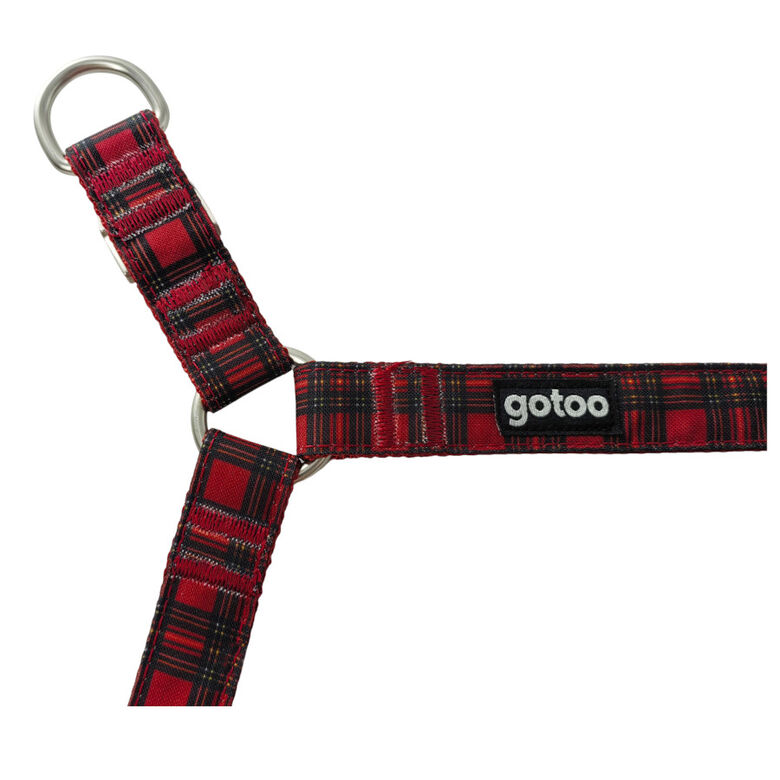 Gotoo Arnés estampado tartán rojo para perros thumbnail
