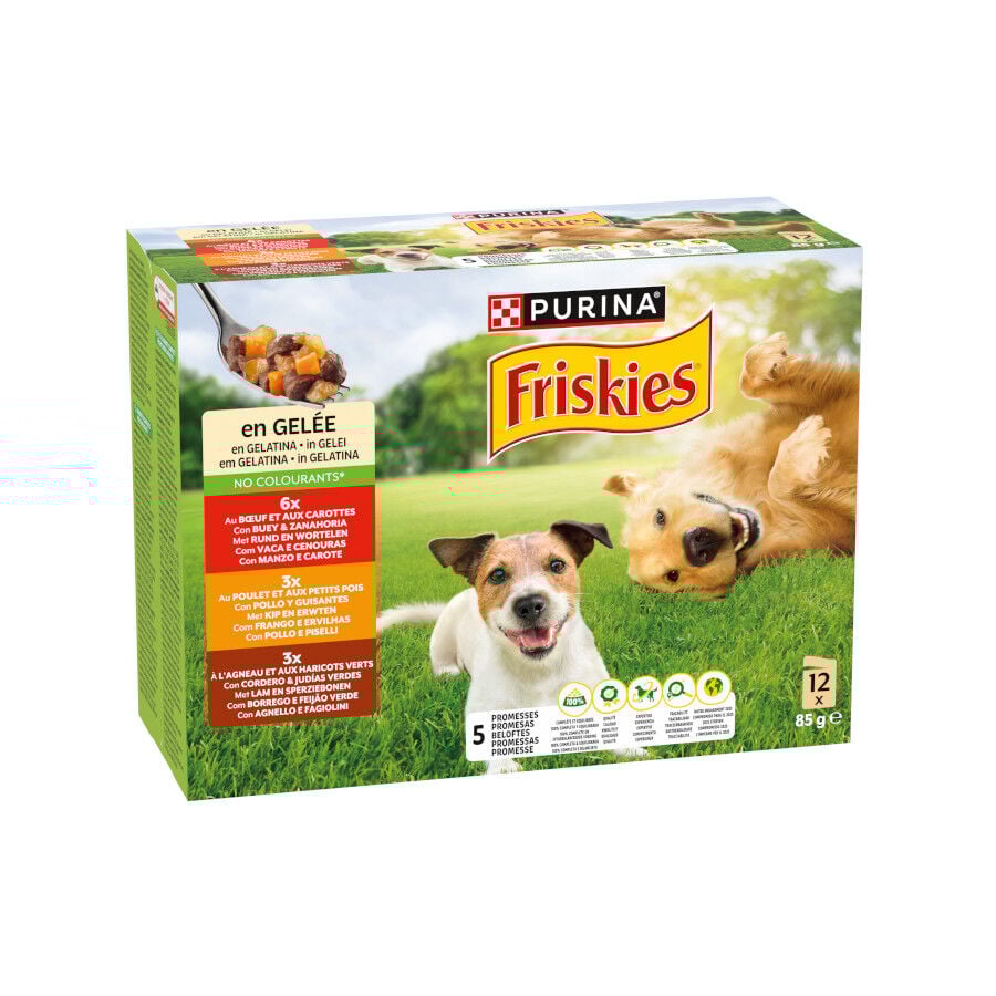 12 sobres x 85 g Friskies Pollo y Cordero en Gelatina sobre para perros, , large Imagen numero 1