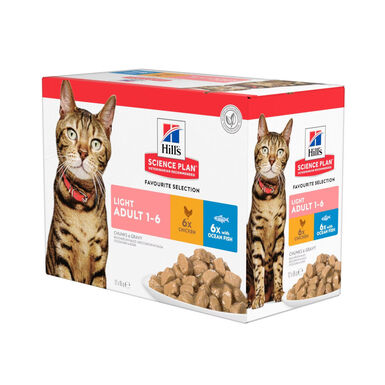 Hill's Science Plan Light Adult Pescado Azul y Pollo en Salsa sobre para gatos