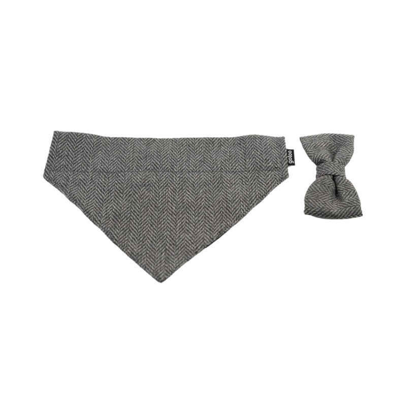 Gotoo Set Bandana y Pajarita espiga gris para perros thumbnail