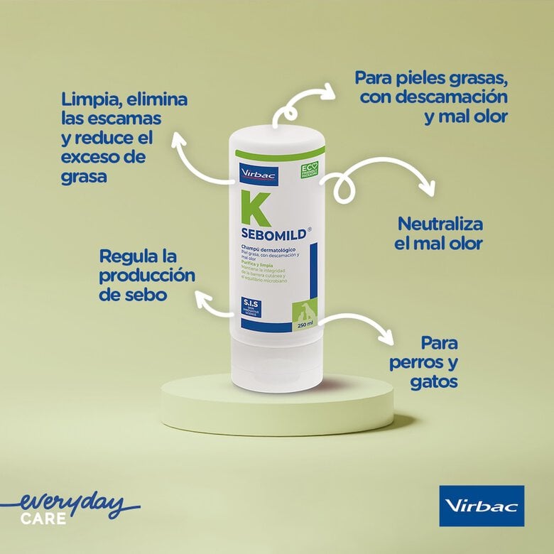 Virbac Sebomild Champú para pieles grasas en perros y gatos,  Imagen numero 3 Virbac Sebomild Champú para pieles grasas en perros y gatos, , large Imagen numero 3