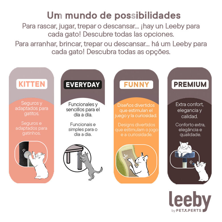Leeby Boucle Collection Árbol rascador con cama nido y puente para gatos thumbnail