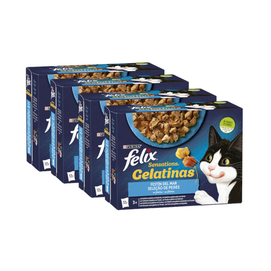 Felix Sensations Festín del Mar sobres en gelatina para gatos