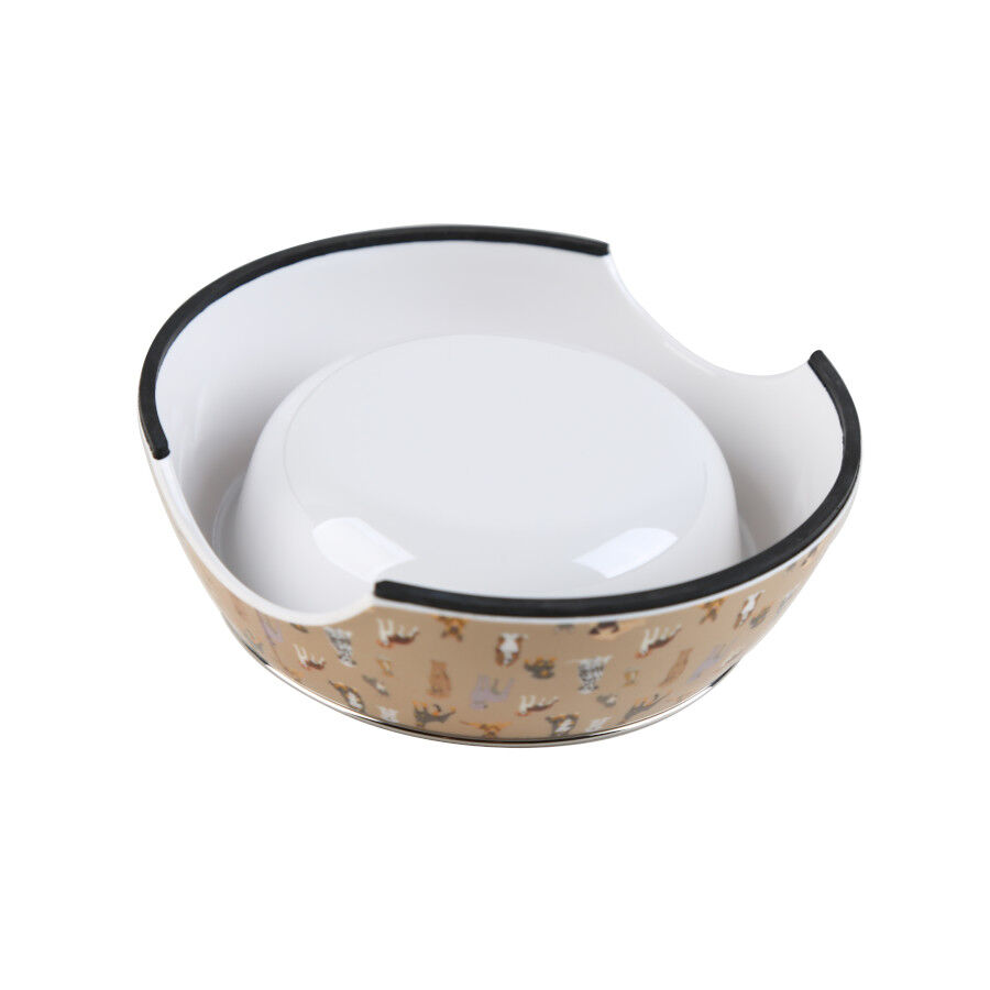 Leeby comedero acero inoxidable estampado marrón para perros thumbnail