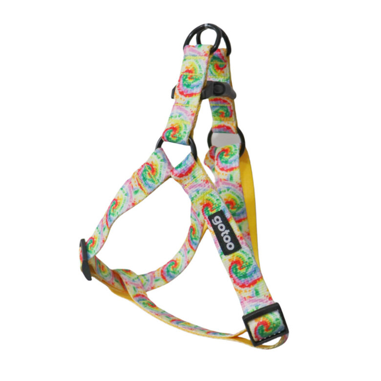 Gotoo Arnés estampado tie die amarillo para perro,  Imagen numero 1 Gotoo Arnés estampado tie die amarillo para perro, , large Imagen numero 1