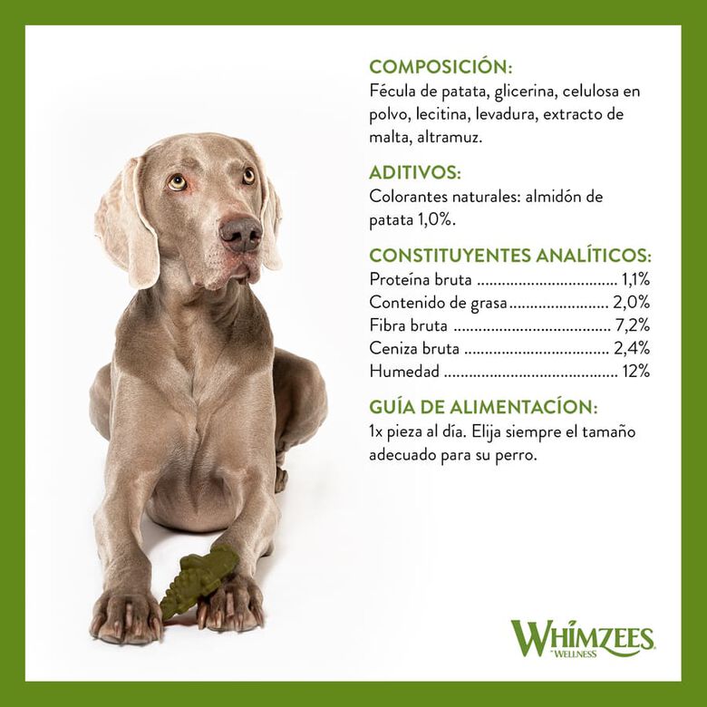 Whimzees Snacks Dentales Cocodrilo para perros de razas medianas thumbnail
