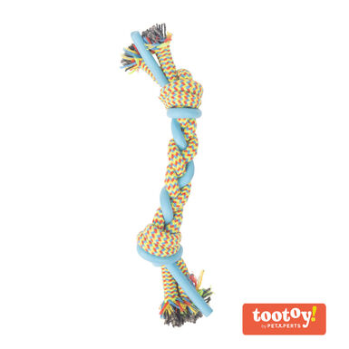 Tootoy! Pull Multi-texture Rope Azul Mordedor de cuerda para perro