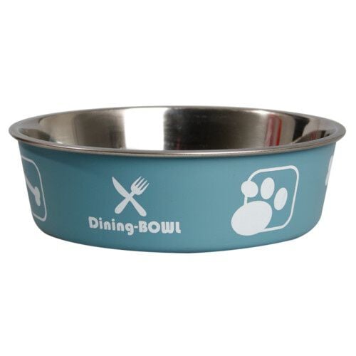 Flamingo azul huellas y huesos comedero mascotas Imagen numero 1