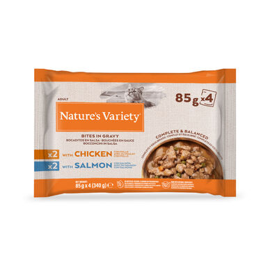 Nature's Variety Adult Pollo y Salmón Sobres en Salsa para gatos – Multipack