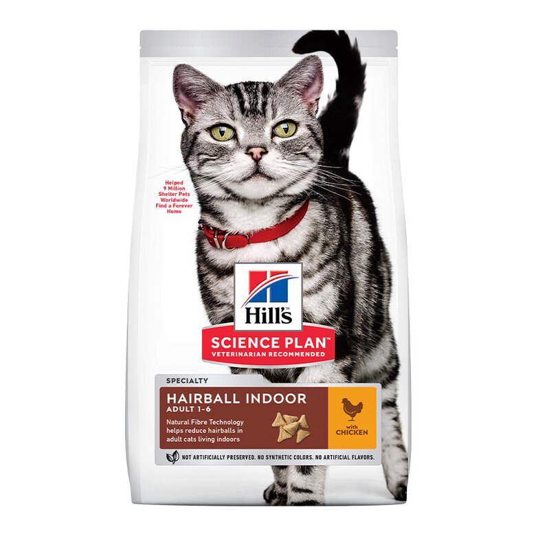 Hill's Adult Hairball Idoor Pollo pienso para gatos, , large image number null