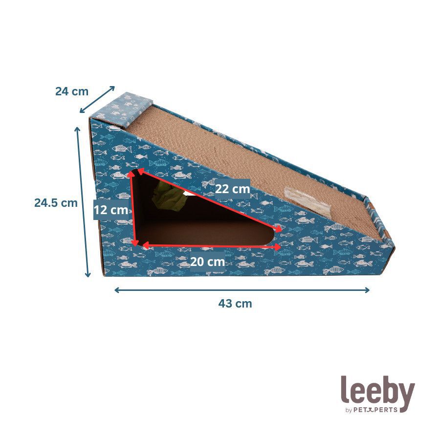Leeby Walter rascador de cart&oacute;n horizontal con bola y estampado de peces para gatos, , large Imagen numero 4