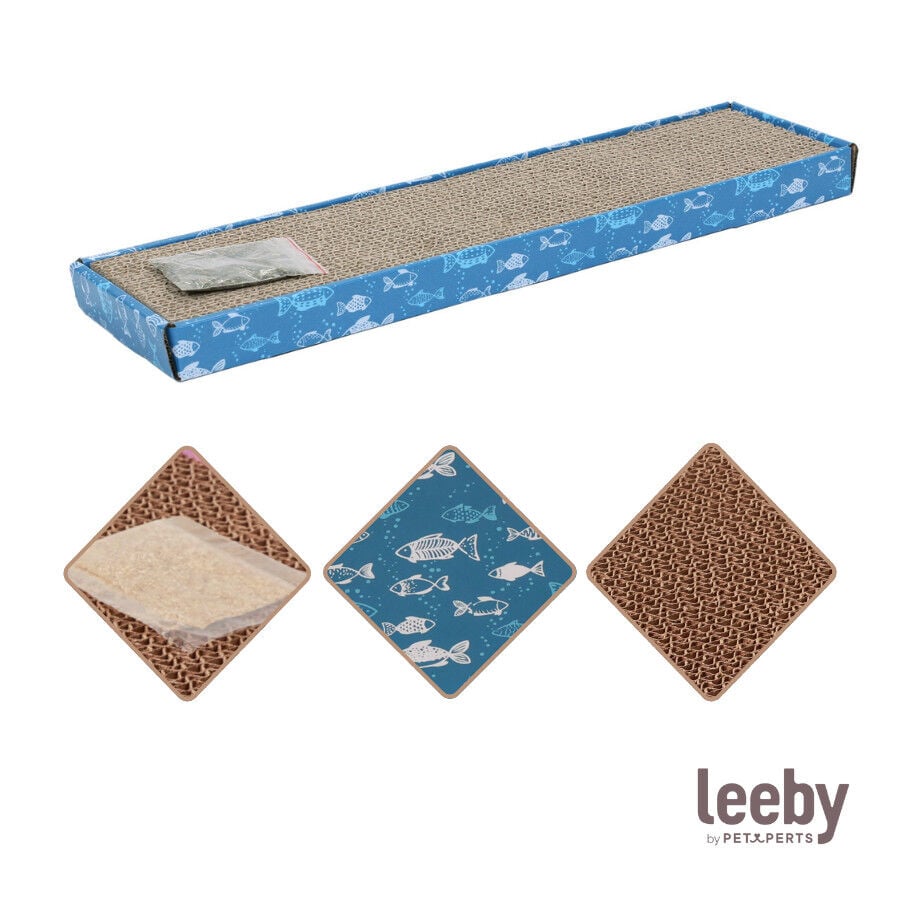 Leeby Fitz tabla rascador de cartón azul para gatos thumbnail