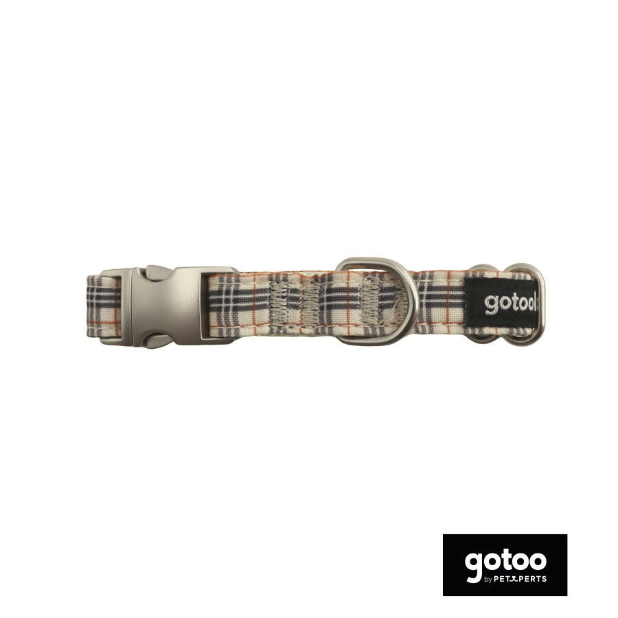 Gotoo Collar estampado tartán marrón para perros thumbnail