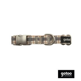 Gotoo Collar estampado tartán marrón para perros