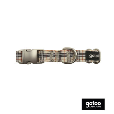 Gotoo Collar estampado tartán marrón para perros