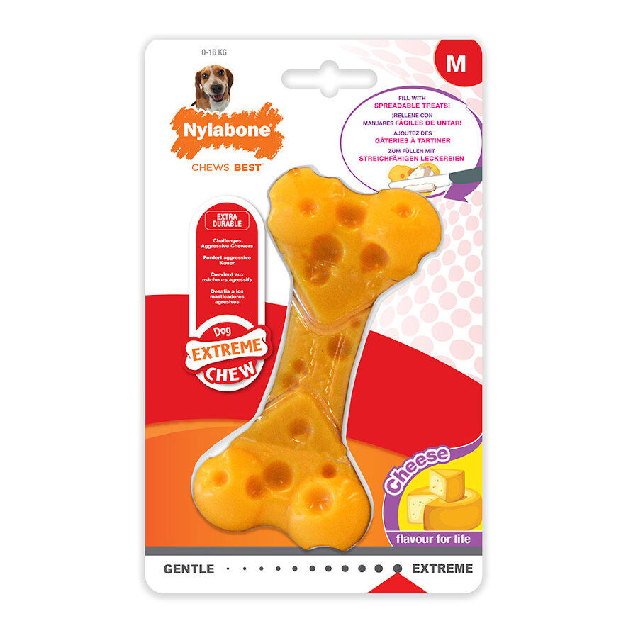 Nylabone Hueso Mordedor Resistente Sabor a Queso para perros thumbnail