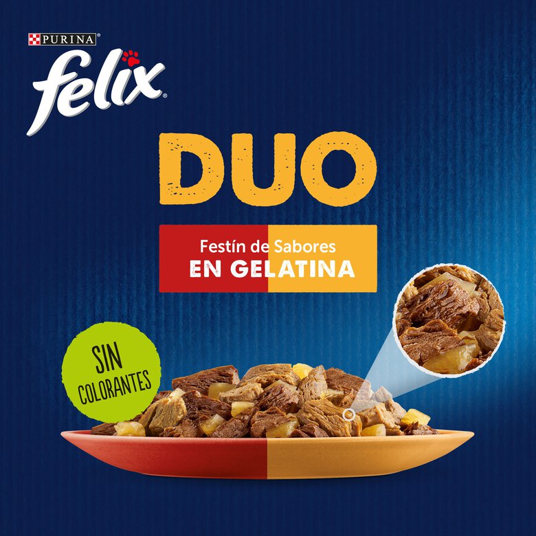 12 sobres x 85 g Felix Fantastic Duo Carne en Gelatina sobre para gatos,  Imagen numero 2 12 sobres x 85 g Felix Fantastic Duo Carne en Gelatina sobre para gatos, , large Imagen numero 2