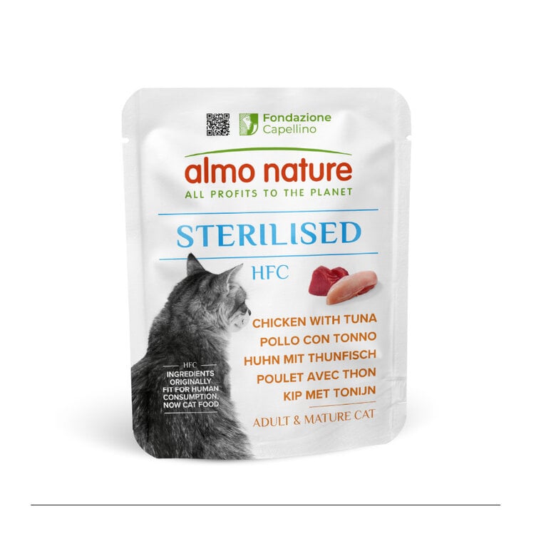 50 g Almo Nature HFC Sterilised de Pollo y Atún en Sobre para gatos,  Imagen numero 1 50 g Almo Nature HFC Sterilised de Pollo y Atún en Sobre para gatos, , large Imagen numero 1