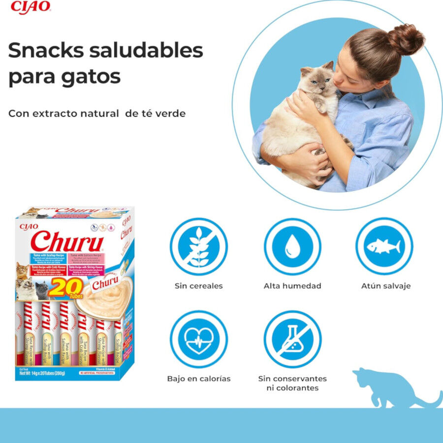 Churu Snack Líquido Variedades de Atún con Marisco para gatos thumbnail