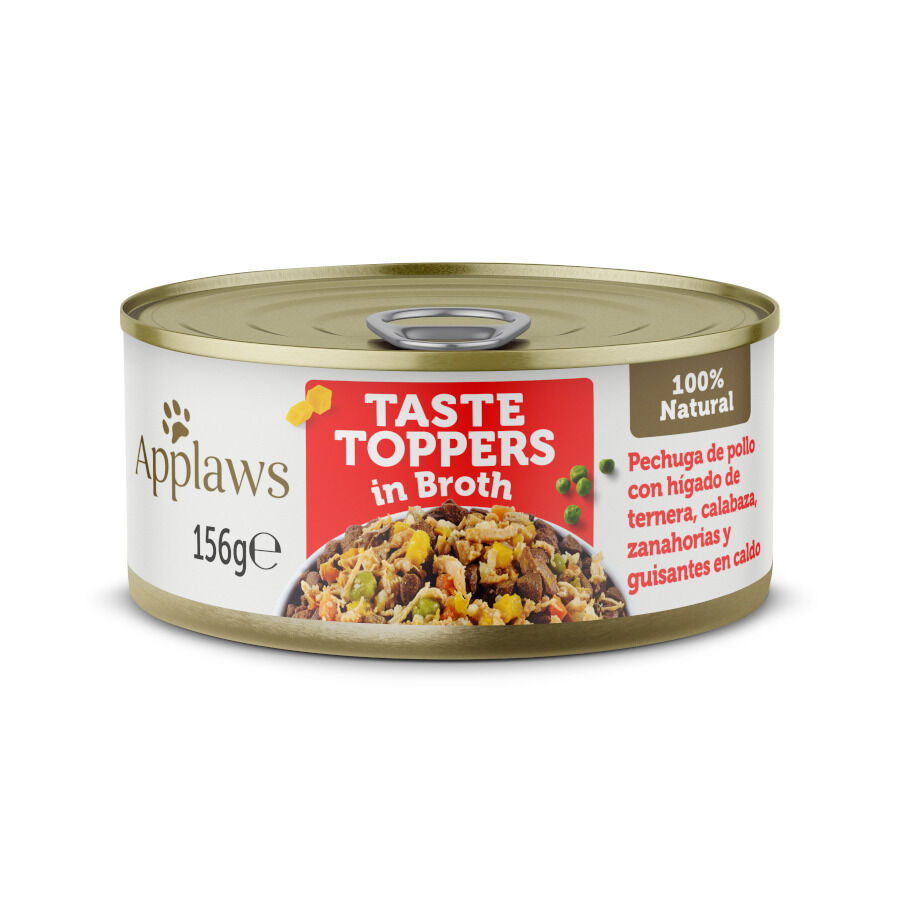 156 g Applaws Taste Toppers Pollo con H&iacute;gado de Ternera y Vegetales en Caldo lata para perros, , large Imagen numero 1