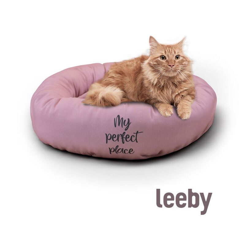 Leeby Cama Donut Antideslizante Rosa para gatos thumbnail
