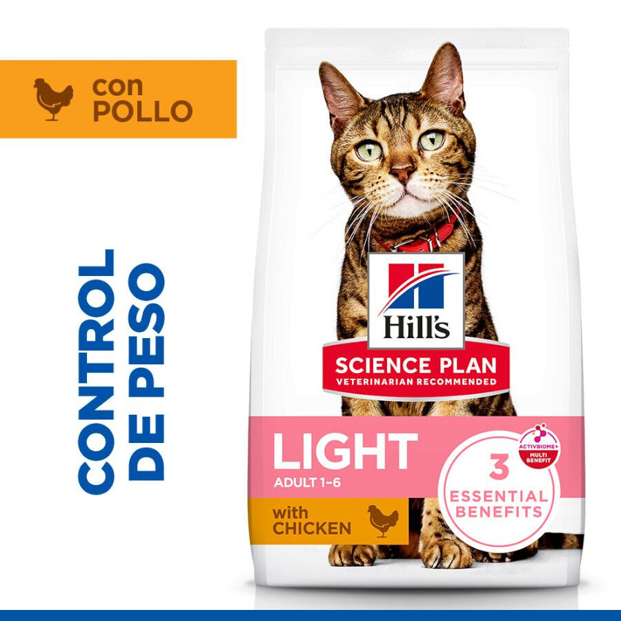 10 kg Hill's Science Plan Light Adult Pollo pienso para gatos, , large Imagen numero 2