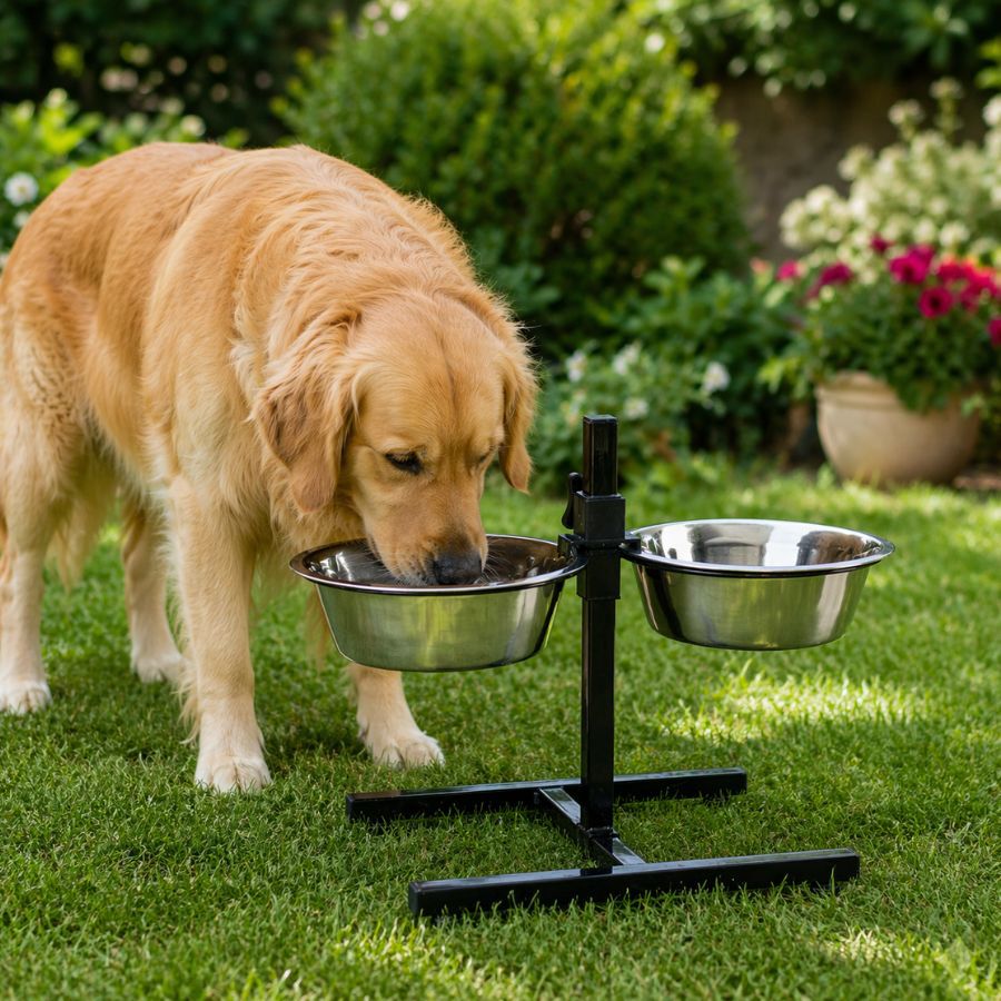Leeby Comedero Doble Ajustable de  Acero Inoxidable para perros, , large Imagen numero 1