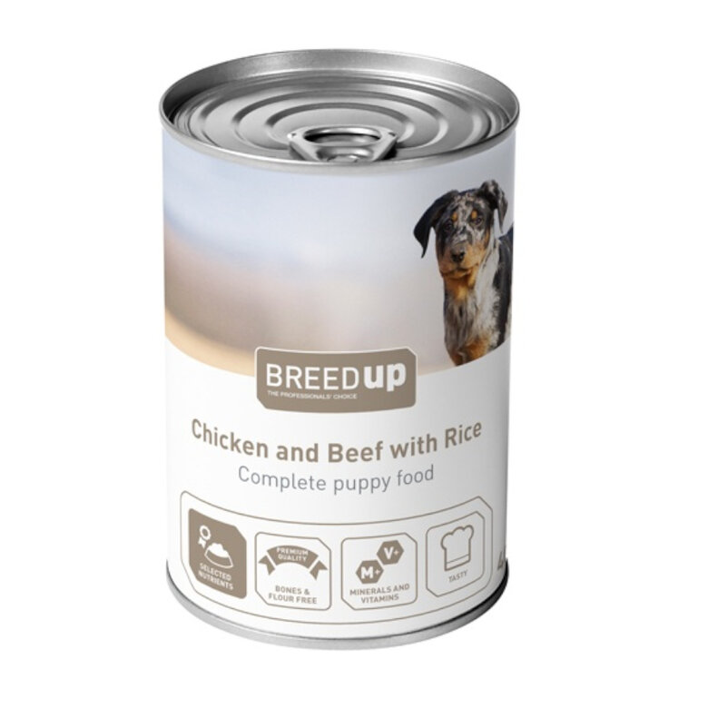Breed Up Pollo y Ternera con Arroz lata para cachorros, , large image number null