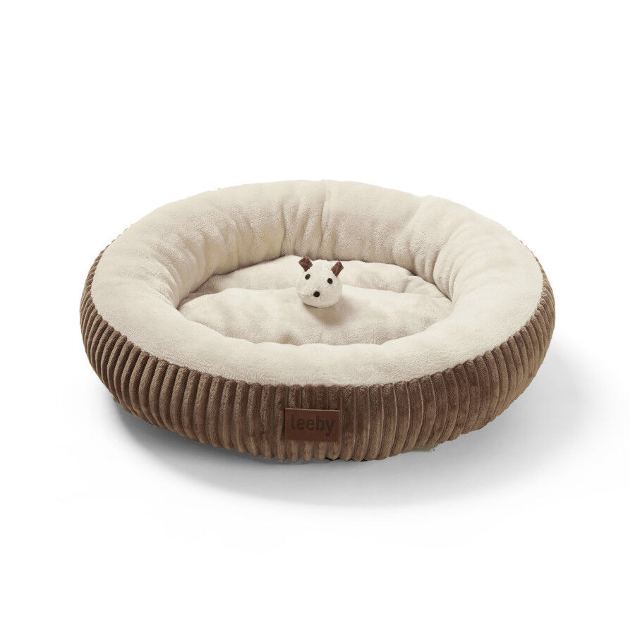 Leeby cuna redonda suave marrón para gatos