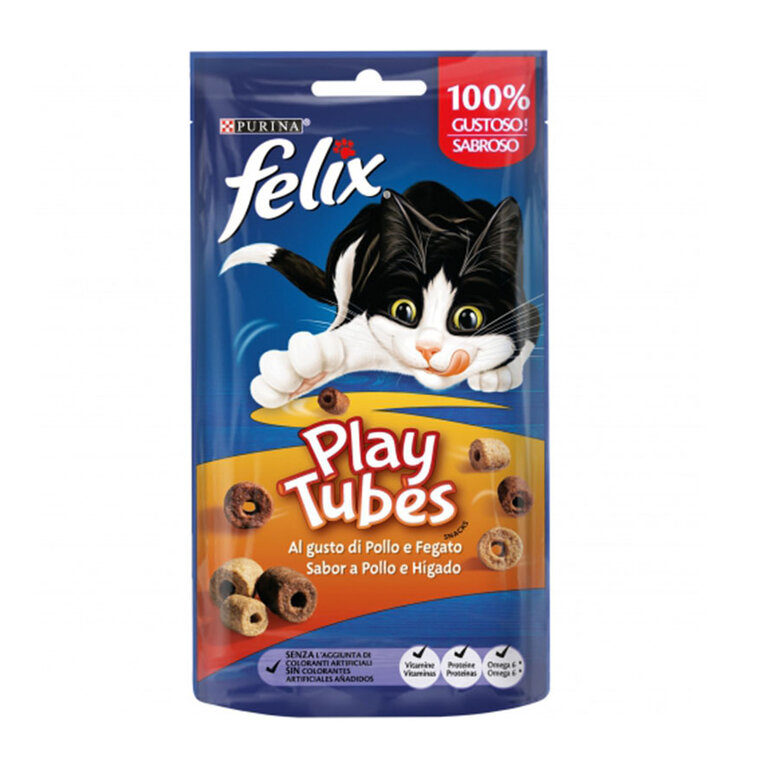 Felix Bocaditos Play Tubes Pollo con Hígado Bocaditos para gatos, , large image number null