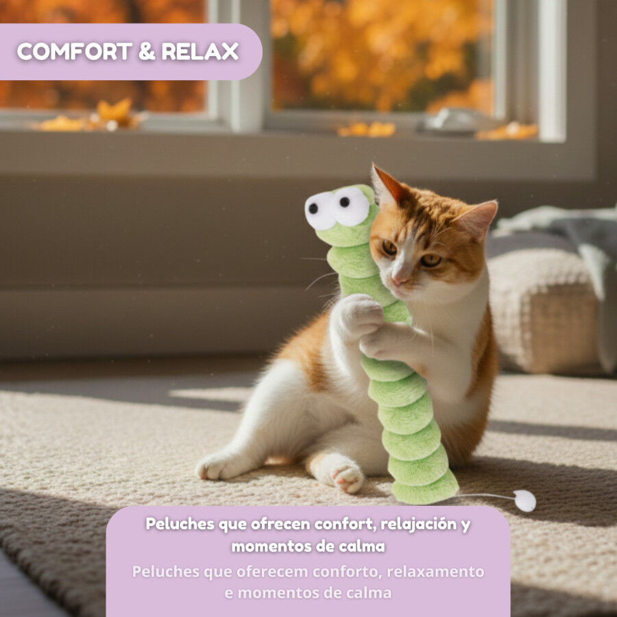 Tootoy! Gusano de Peluche Suave Verde para gatos, , large Imagen numero 5