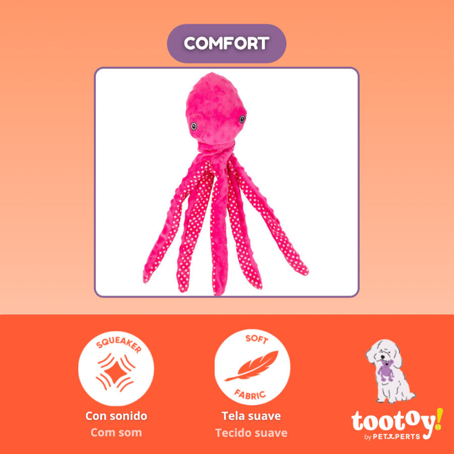 Tootoy! Pulpo de Peluche con Sonido Rosa para perros, , large Imagen numero 3
