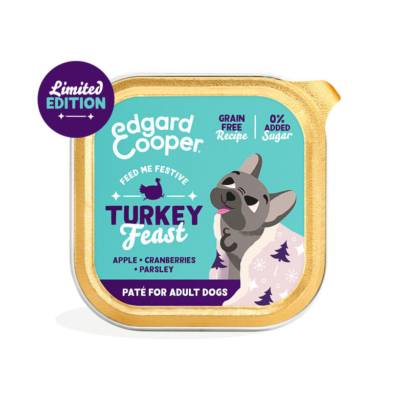 Edgar & Cooper Festive Festín de Pavo en Paté tarrina para perros, , large image number null