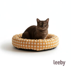 Leeby Cama Donut Vichy Naranja para gatos