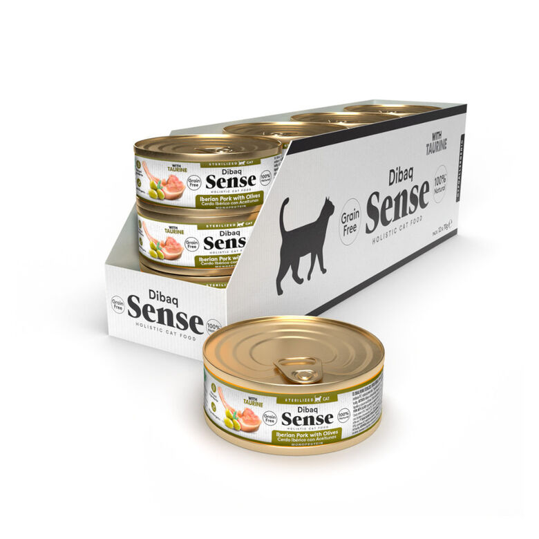 Dibaq Sense Sterilized Gain Free Cerdo Ibérico con Aceitunas lata para gatos thumbnail