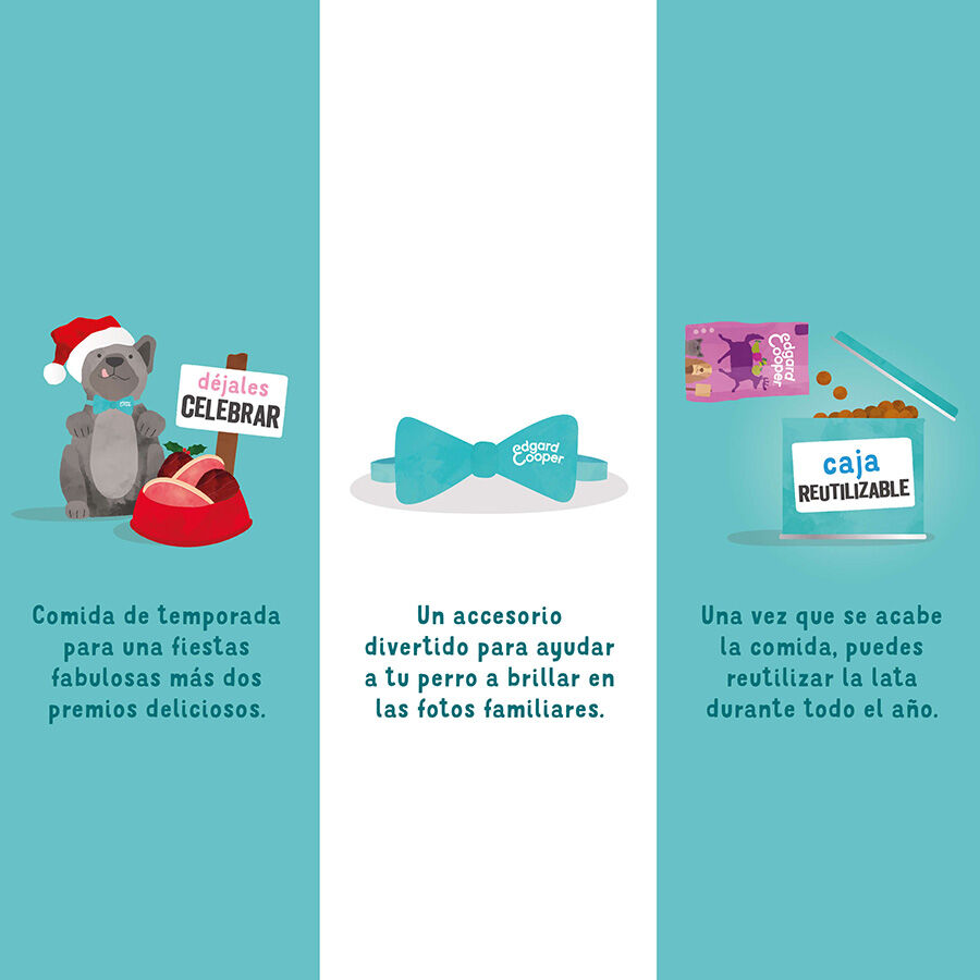 1 ud. Edgard & Cooper Kit de Navidad con comida, contenedor y pajarita para perros, , large Imagen numero 3