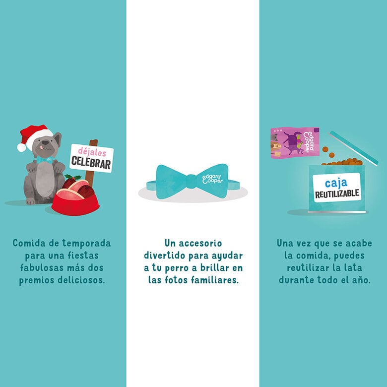 1 ud. Edgard & Cooper Kit de Navidad con comida, contenedor y pajarita para perros,  Imagen numero 3 1 ud. Edgard & Cooper Kit de Navidad con comida, contenedor y pajarita para perros, , large Imagen numero 3