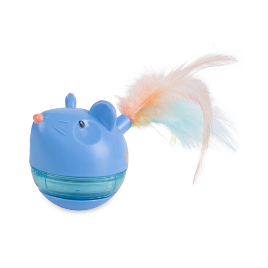 Catstages Hunt n'Swat Treat Trumbler Ratón Interactivo con Plumas para gatos