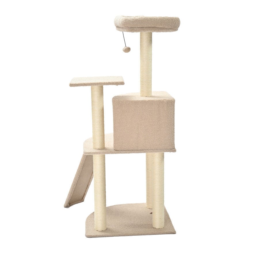 Leeby Boucle Collection Árbol rascador con cama nido y rampa para gatos thumbnail