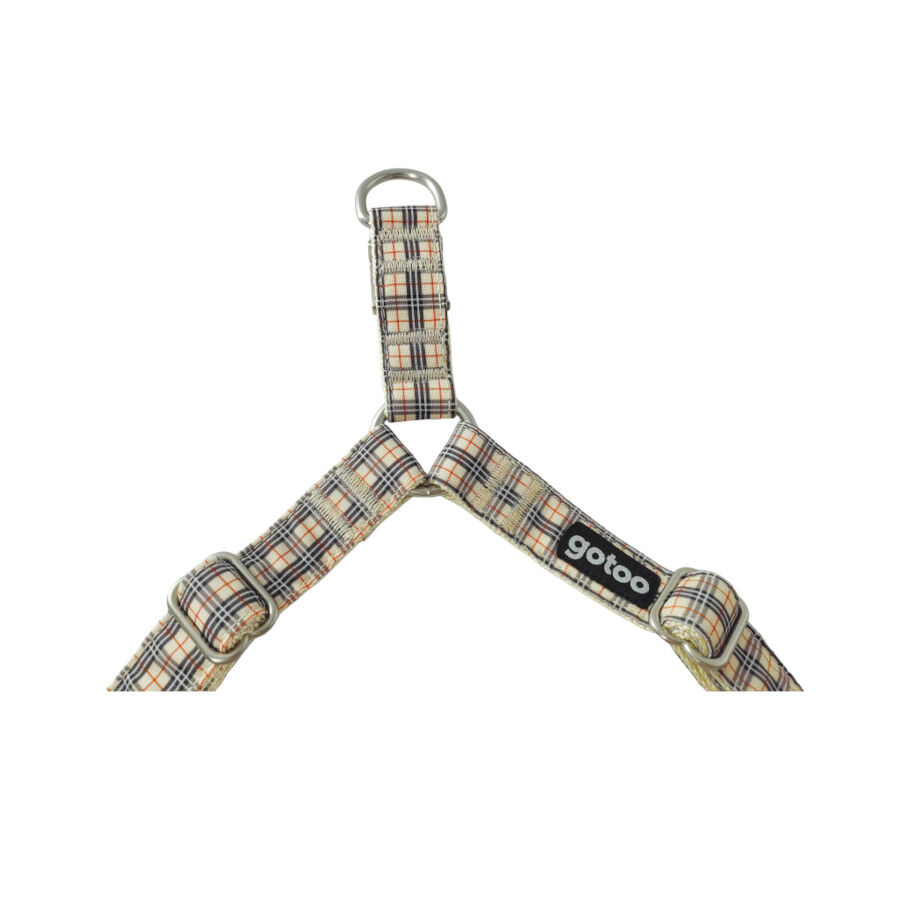 Gotoo Arnés estampado tartán marrón para perros thumbnail