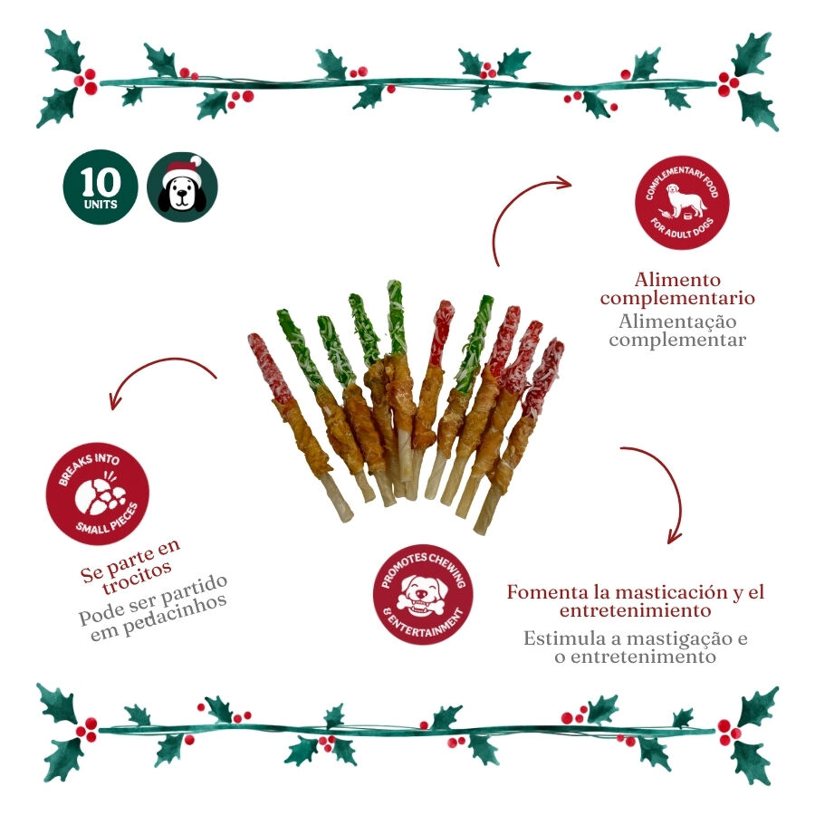 1 pack x 10 uds. Wonder Christmas Twist Trenzados Snacks para perros, , large Imagen numero 3