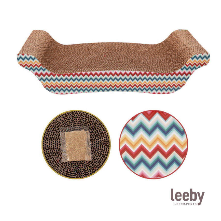 Leeby Remy Rocker rascador horizontal de cartón con estampado de colores para gatos thumbnail