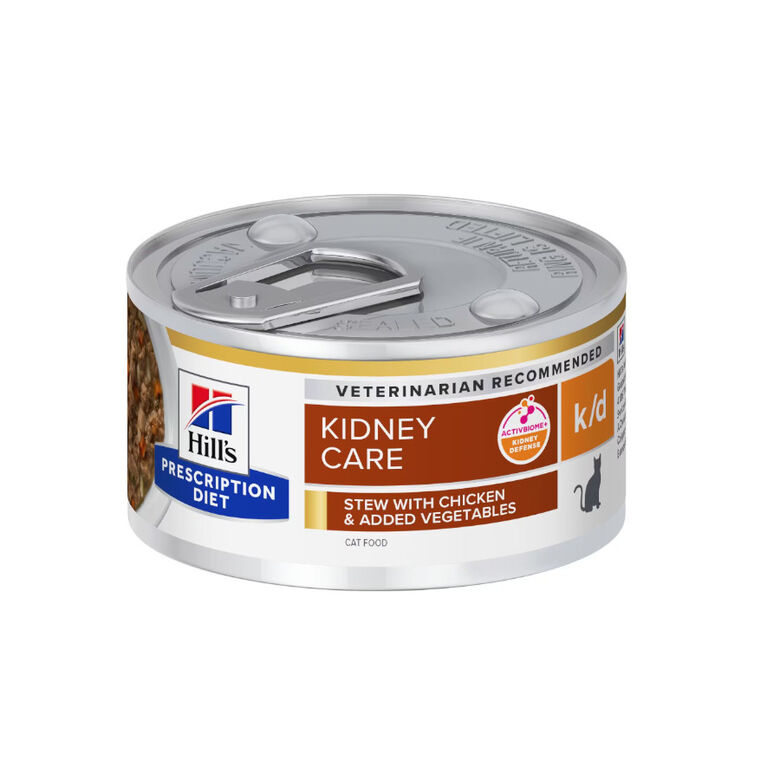 Hill&#039;s Prescription Diet Kidney Care k/d estofado de pollo y vegetales lata para gatos