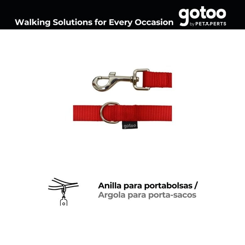 Gotoo Correa de nylon roja para perros,  Imagen numero 3 Gotoo Correa de nylon roja para perros, , large Imagen numero 3