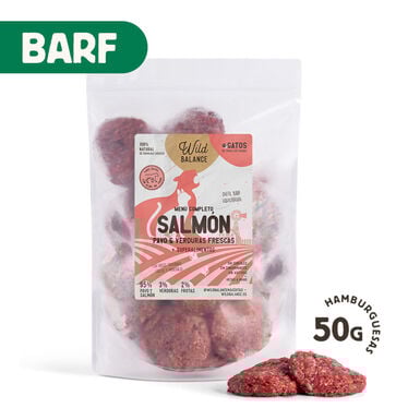 Wild Balance Menú Barf salmón pavo y verduras comida congelada para gatos
